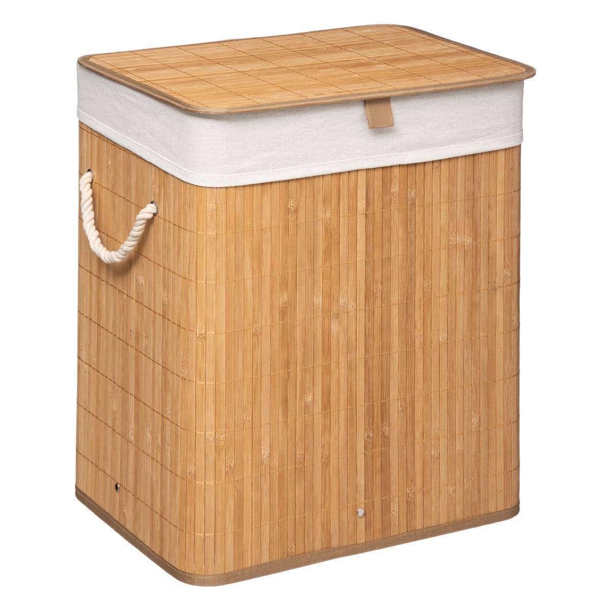 TEMU Panier à Linge en Bambou Naturel H 50 cm