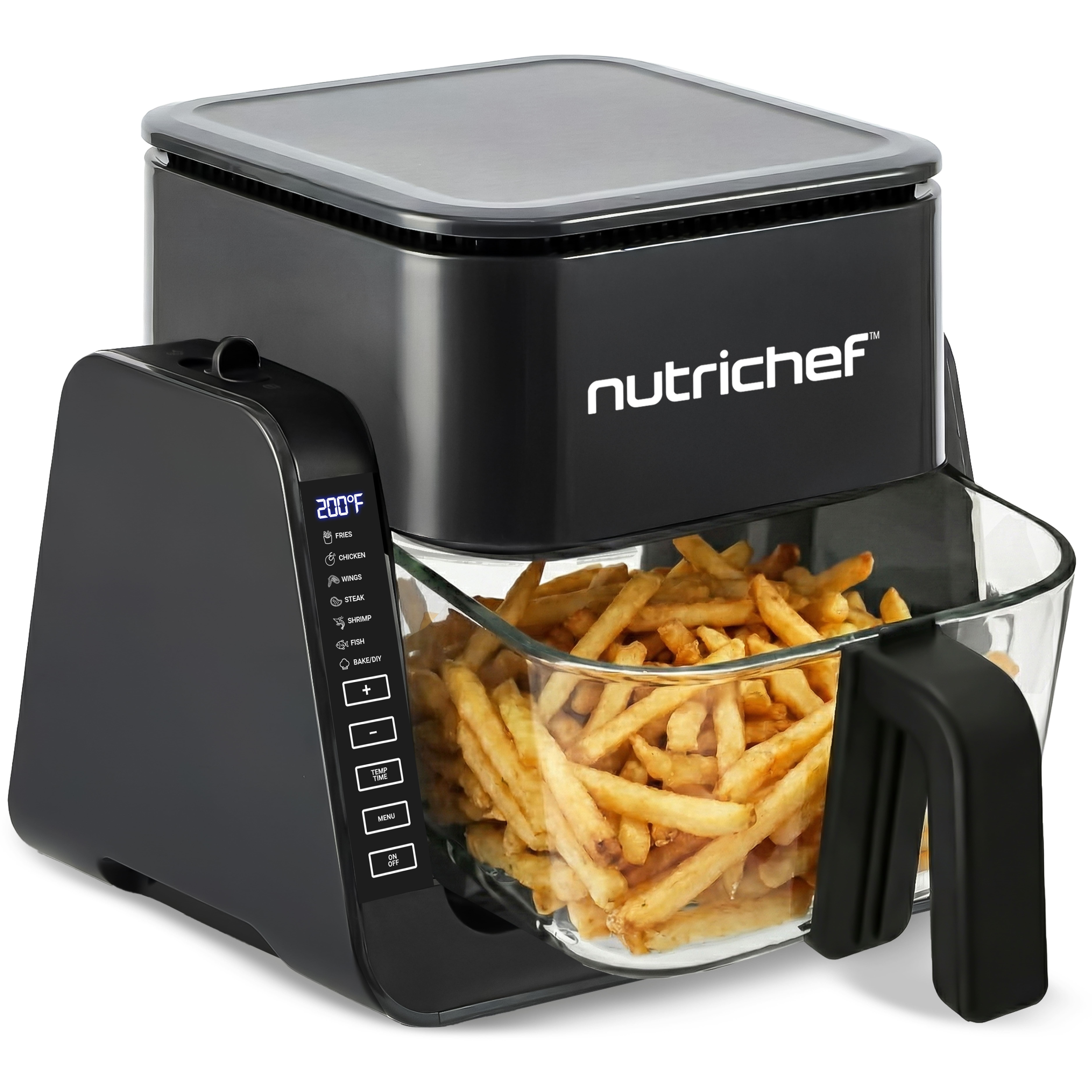4l Airfryer & Electric Grill – 7-in-1 Glass Hot Air Fryer+1.2l Grill Frying, Grilling, Baking Without Oil | Electric | Transparent Viewing Window | Ideal For Families | Black