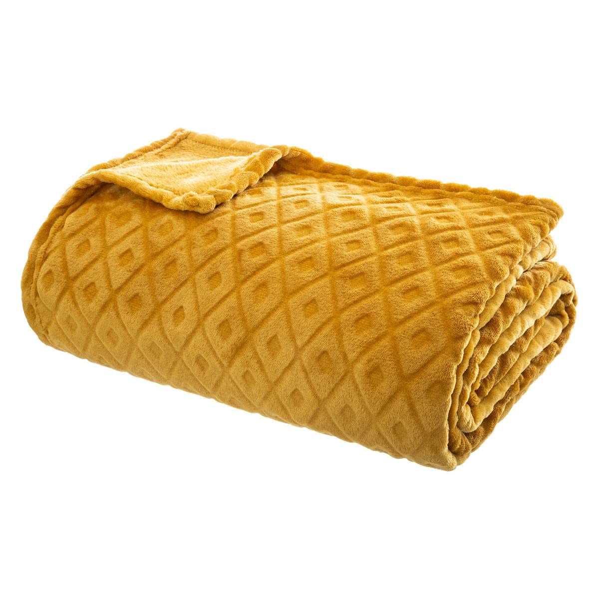 3d Diamond Flannel - Ochre Yellow, 180x230 Cm