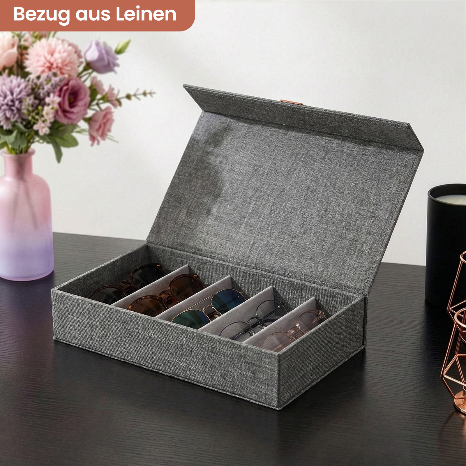 For Sunglasses, Reading Glasses, Glasses Organizer 30x17x6 Glasses Storage Compartments - Oxford Fabric, Lid With