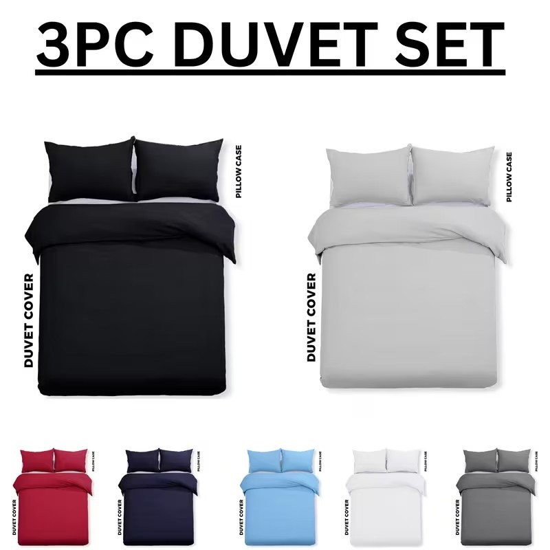   plain duvet cover bedding set with pillowcases soft smooth everyday bed linen   comfortable quilt cover single   super king sizes bedroom set