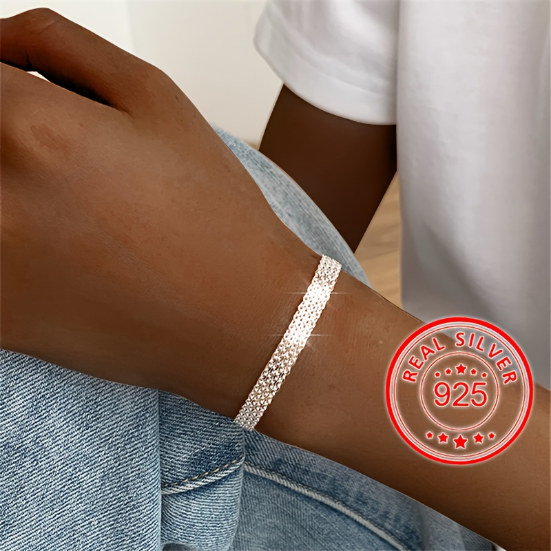 TEMU Bracelet en argenté 925 étincelant pour femmes et hommes, cadeau , cadeau pour , cadeau pour maman, cadeau pour belle-fille, cadeau pour