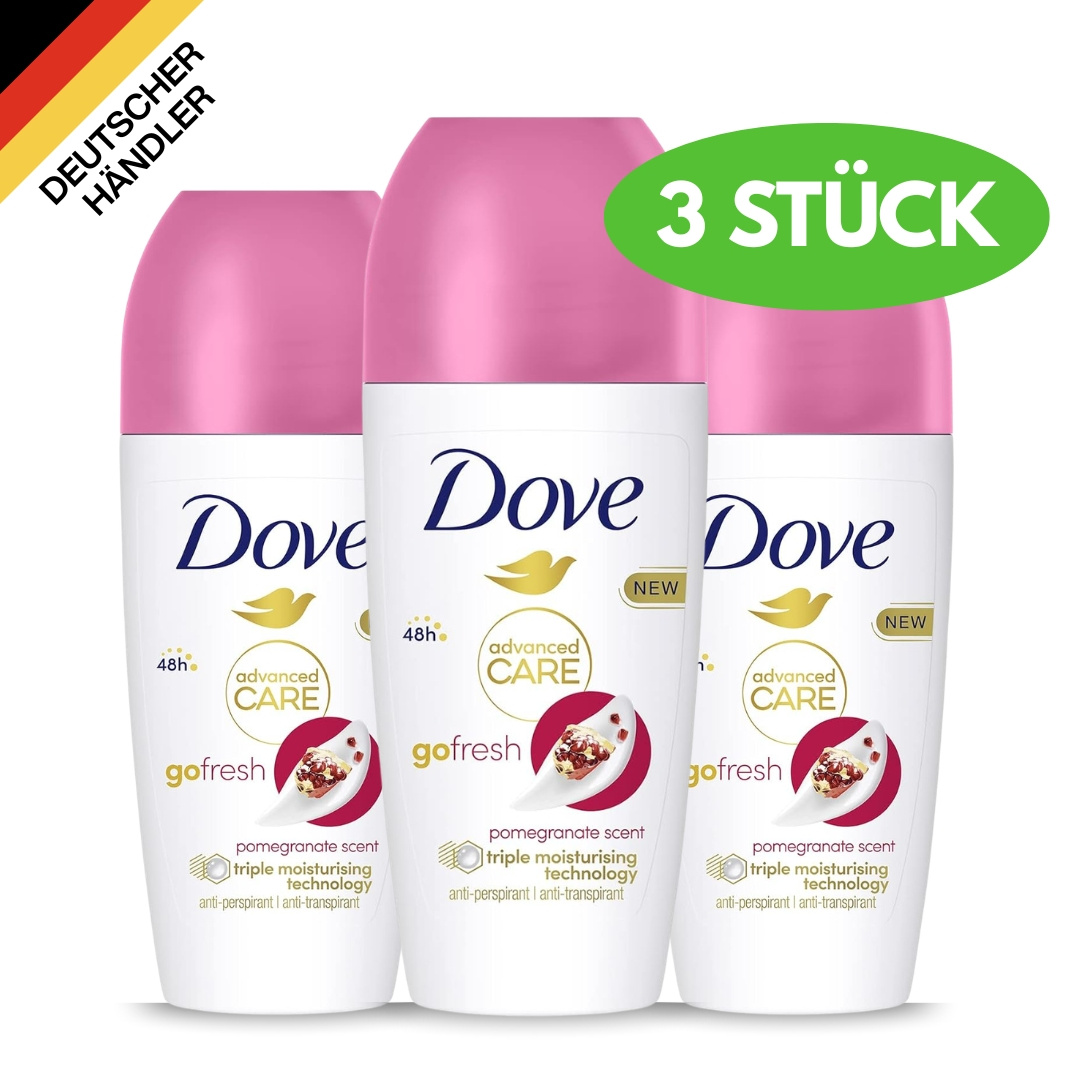 Image of 3pcs Of Dove Go Scent 72h Deodorant Deodorant Roller With Pomegranate Fragrance Anti-perspirant Anti-deodorant