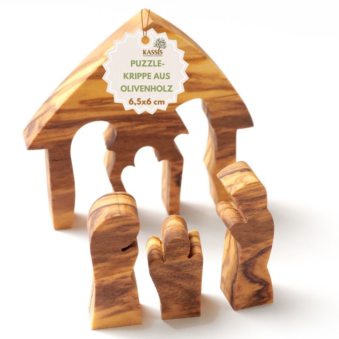 Image of Olive Wood Christmas Decoration Puzzle Crib Table Crib Table Decoration From Bethlehem Christmas Decoration & Gift For Advent And Christmas
