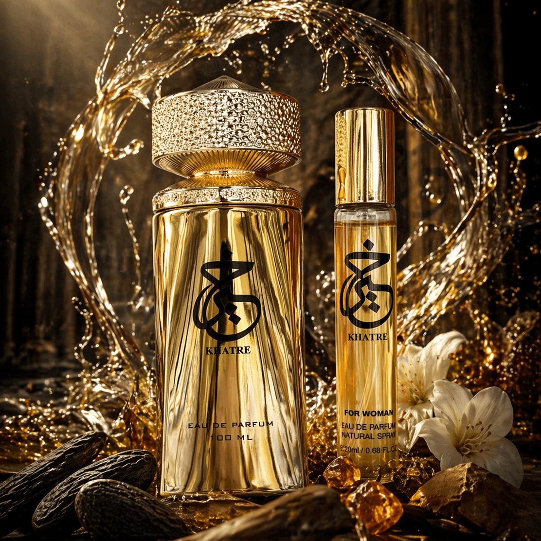 Khatre Jaune Women's Perfume Set – 100ml Eau De Parfum + 20ml Travel Spray, Elegant Atomizer, Long-lasting Fragrance