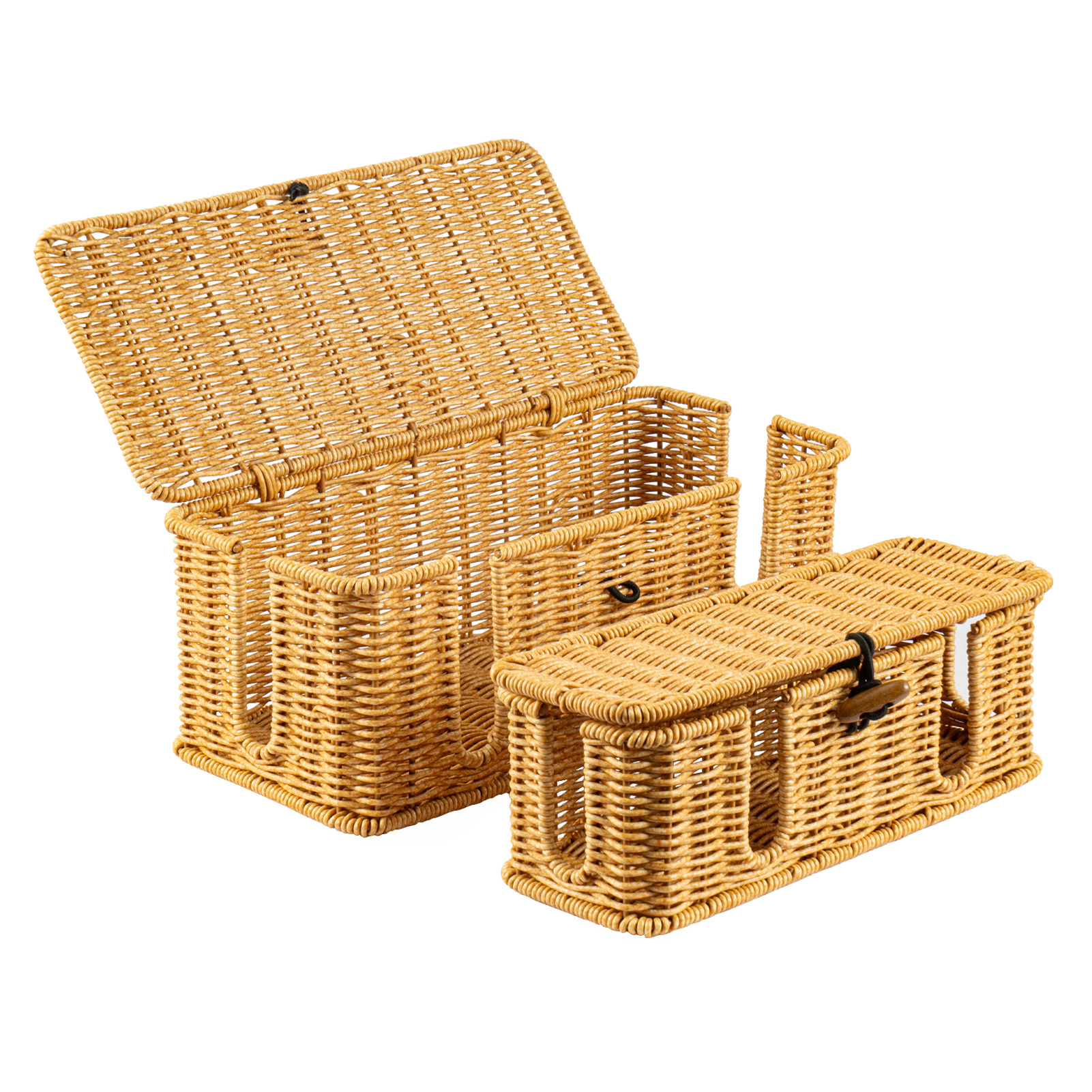 Rattan Woven Cable Organizer Box with Lid
