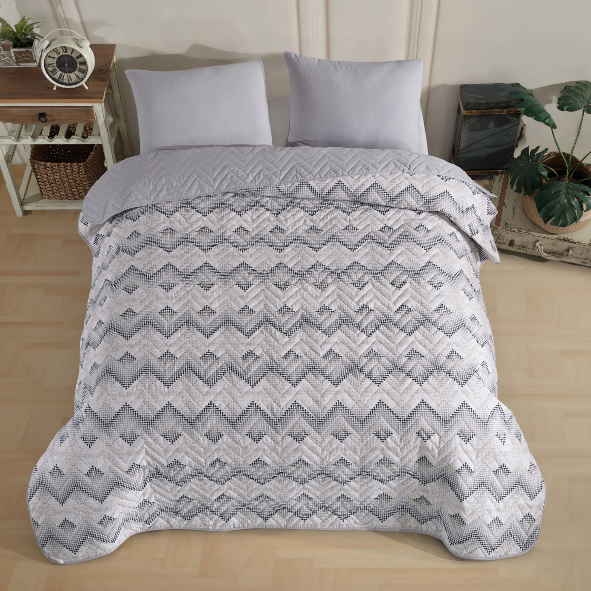 Double-checked, Quilted, Double-sided, Colorful Daybed Set, 200 X 230 Cm (without Sheet)