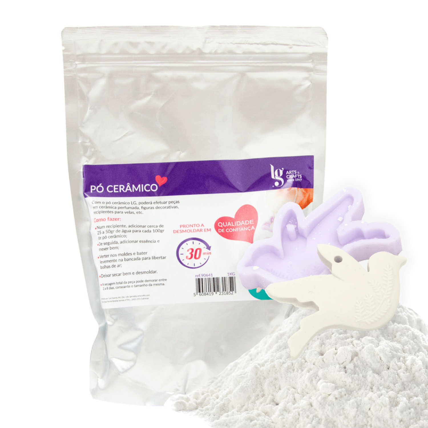 TEMU Polvo de Yeso Cerámico LG 1KG - Secado rápido, ideal para moldes, manualidades, trabajos artesanales, piezas de cerámica y decoración - DIY.