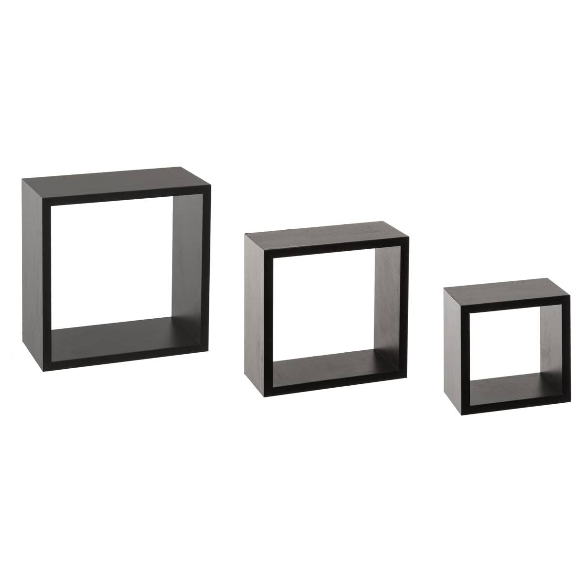 Image of 3 Small Fixed Cube Black Wall Shelves