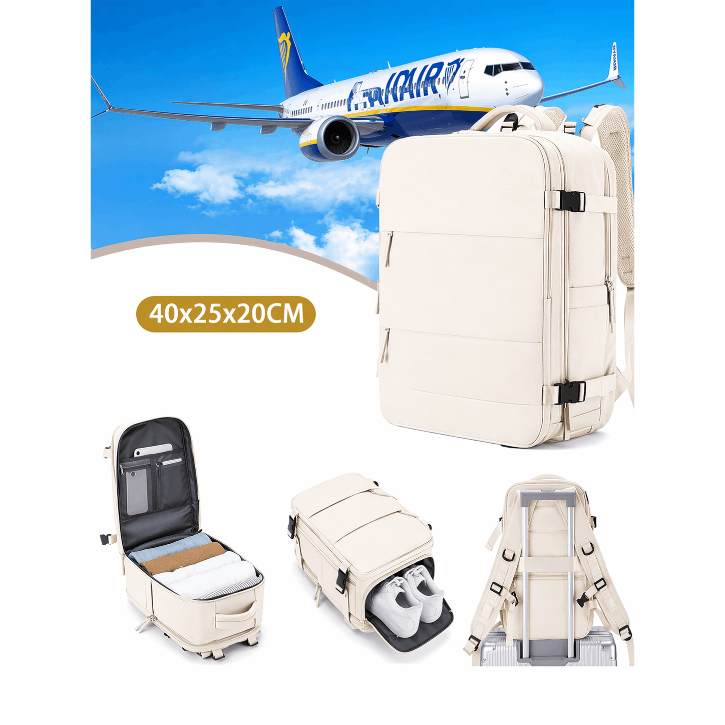 ryanair travel backpack cabin bag   expandable under seat cabin bag airline bag womens travel backpack aviation certified casual backpack outdoor luggage backpack   bag mens waterproof travel backpack