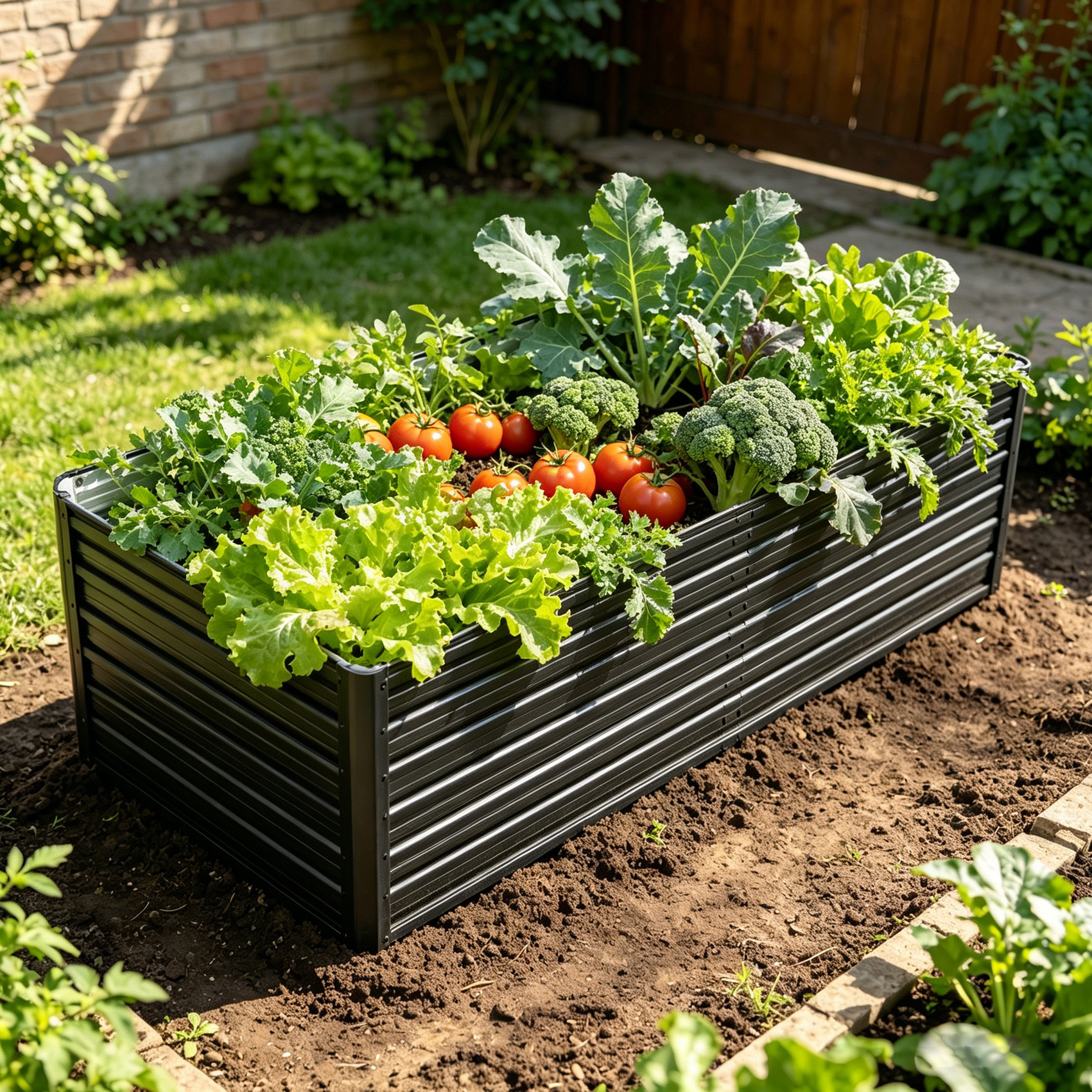 Image of Garden Raised Bed Planter In Grey - Durable Garden Bed For Growing Vegetables, Flowers, Succulents, And Herbs - Weather-resistant Bed With High Stability - Large Raised Bed