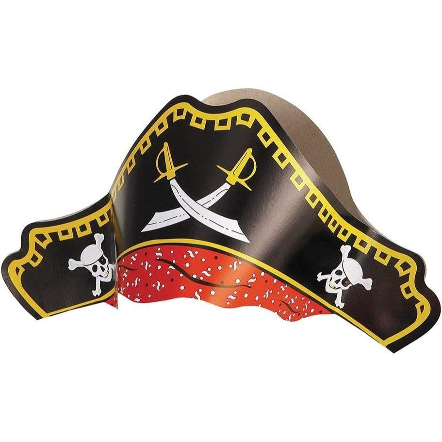 Pack of 4 Paper Pirate Hats for Kids, Fun Party Accessories