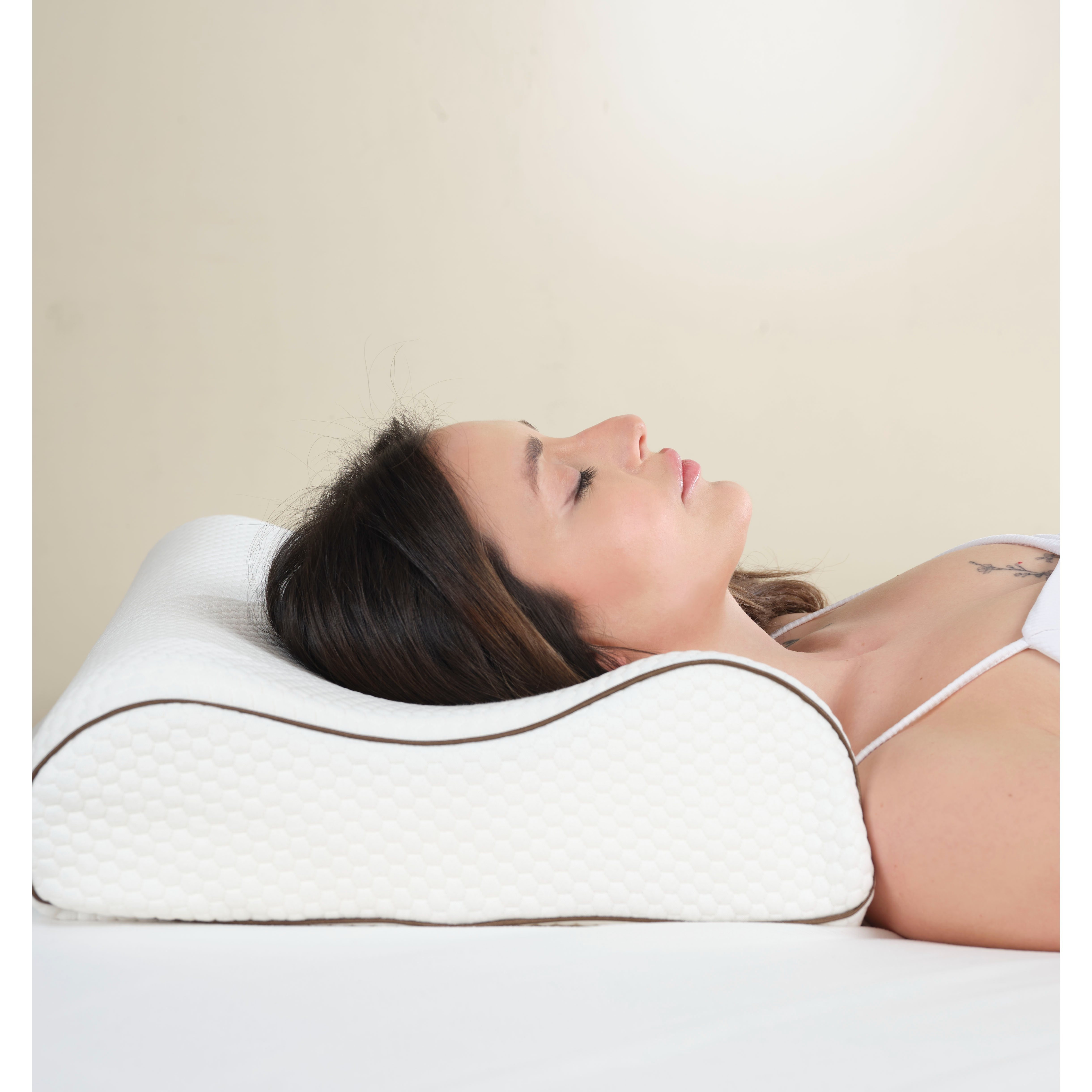 Contoured Double-sided, High Neck Support Pillow, Visco Pillow – 60 X 40 X 14-12 Cm, 1450 Grams