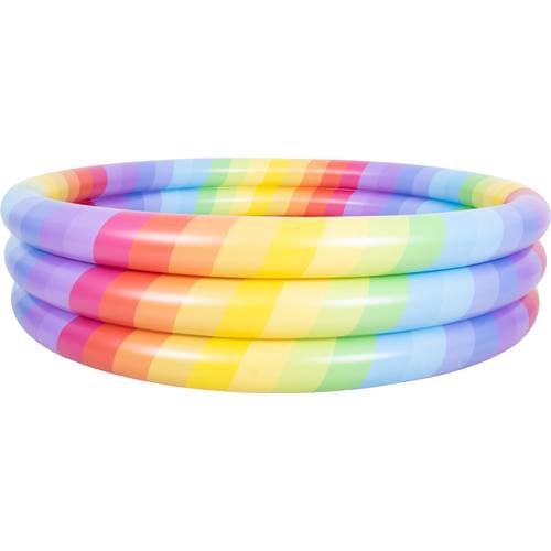 planschbecken kinder aufblasbar rund ø 168x38 cm regenbogen glitzerdesign – 3-ring family pool sommer garten outdoor – pvc wasserspielzeug – aufblasbarer kinderpool – schnell aufblasbar camping – feuchtigkeitsbeständig – inflatable pool