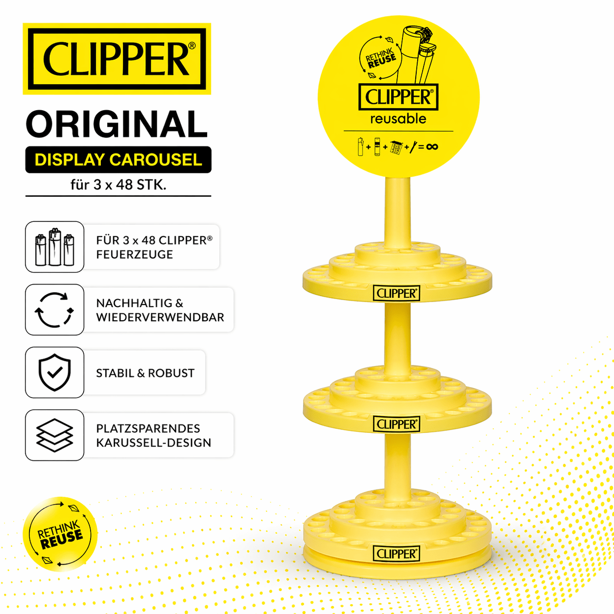 Clipper Carousel – 3 Tiers For 144 Lighters (3x48) | Stand For & Presentation