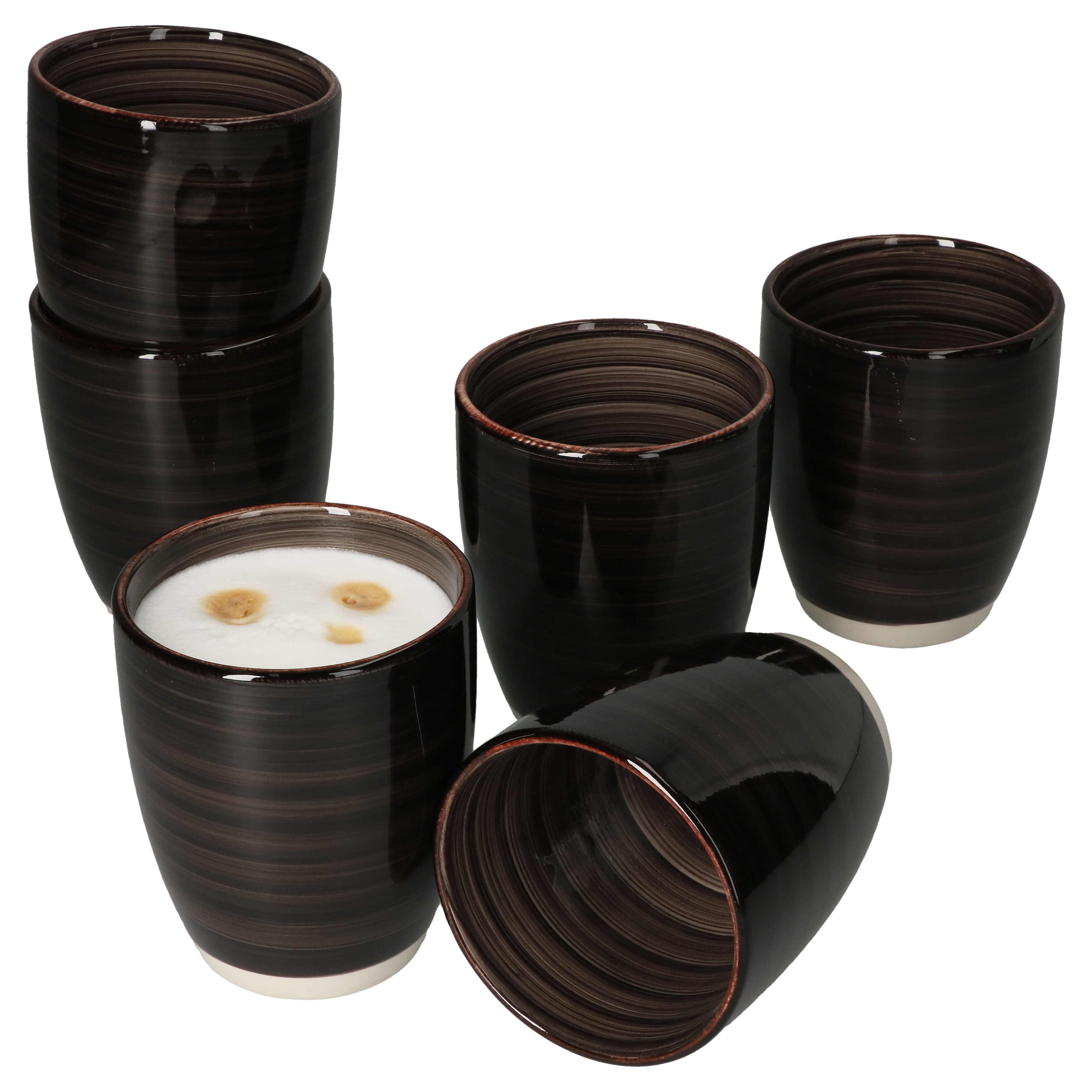 6pcs Set Of Black Coffee Cups 350ml Without Handle Drinking Cup Tea