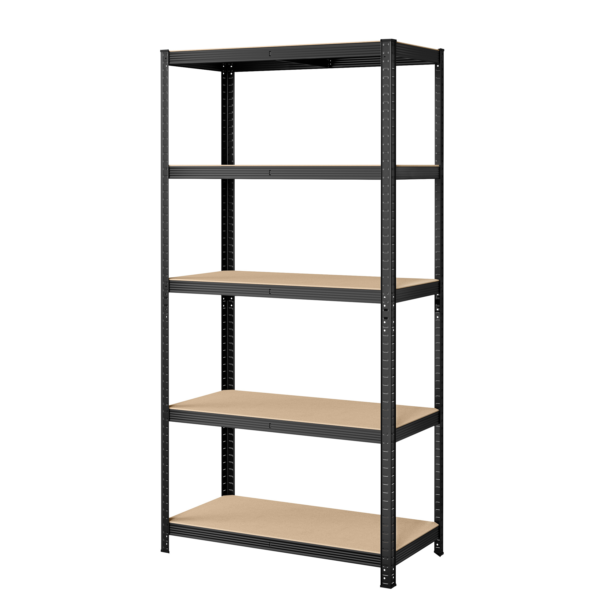 TEMU Étagère de stockage, 60 x 120 x 200 cm, étagère de rangement, avec structure en acier, supportant jusqu'à 750 kg, 5 étagères ajustables, noir