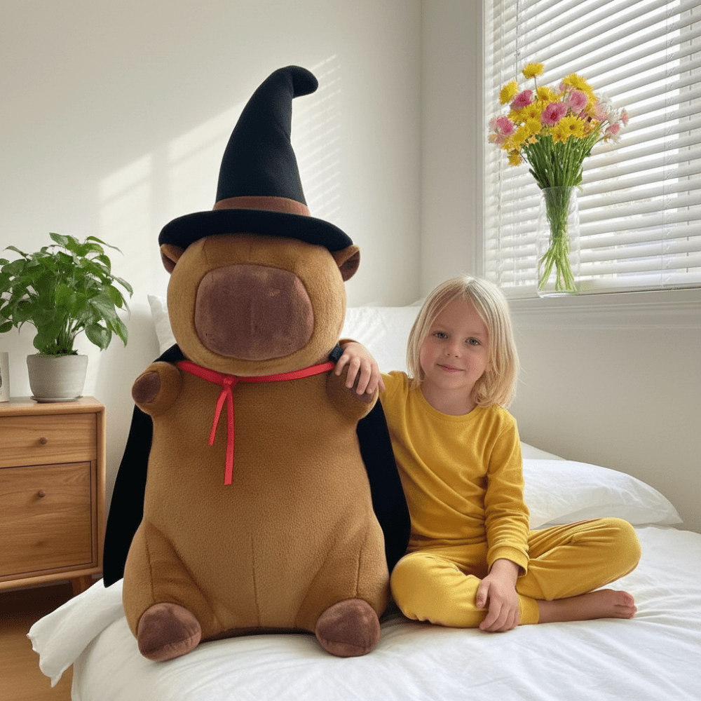 Big Capybara Wizard 100 Cm - Plush Mascot. 3in1: Plush Toy, Pillow, Toy. Soft Cuddly Gift For Children.