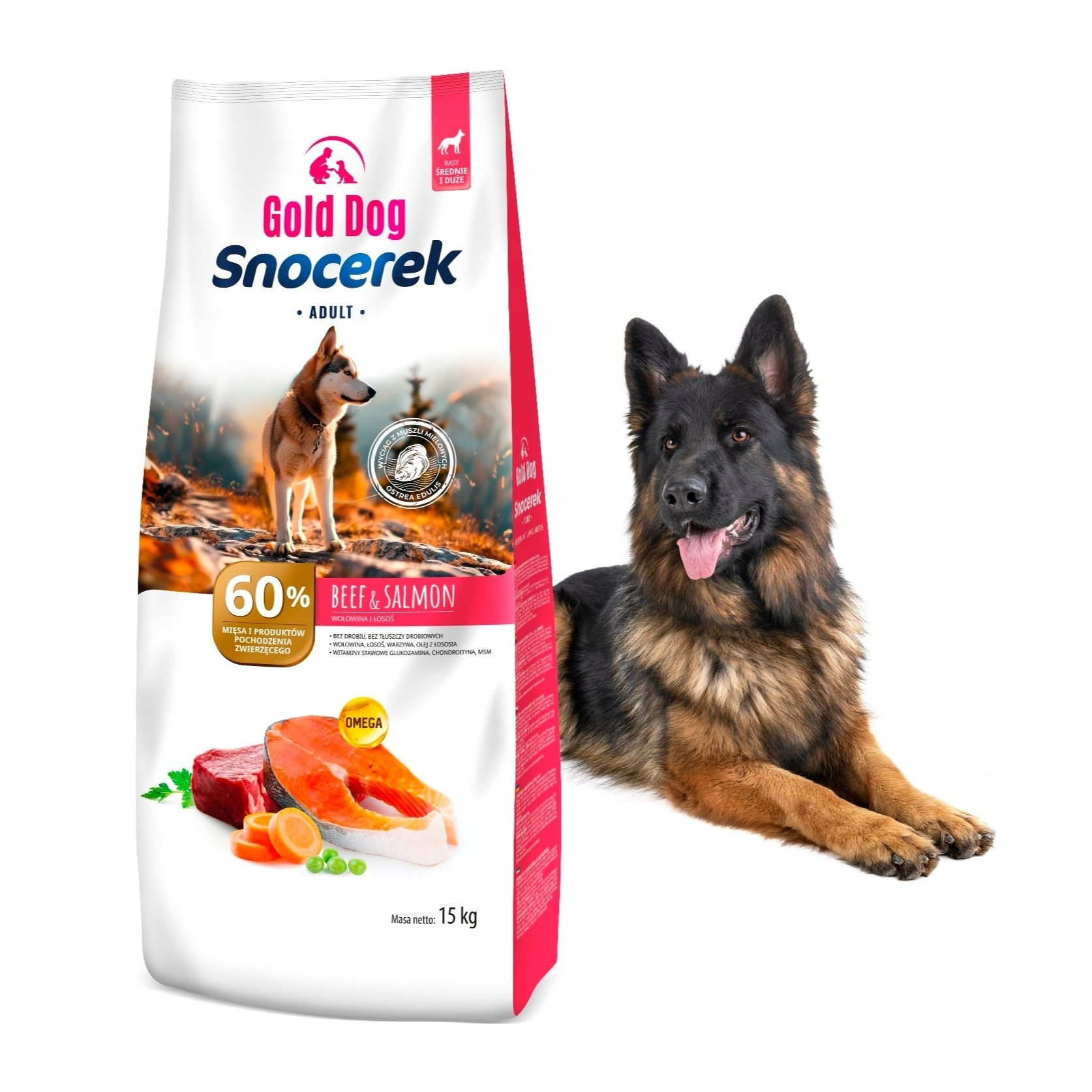 Gold Dog Snocerek Beef & Salmon Dog Food 15 Kg