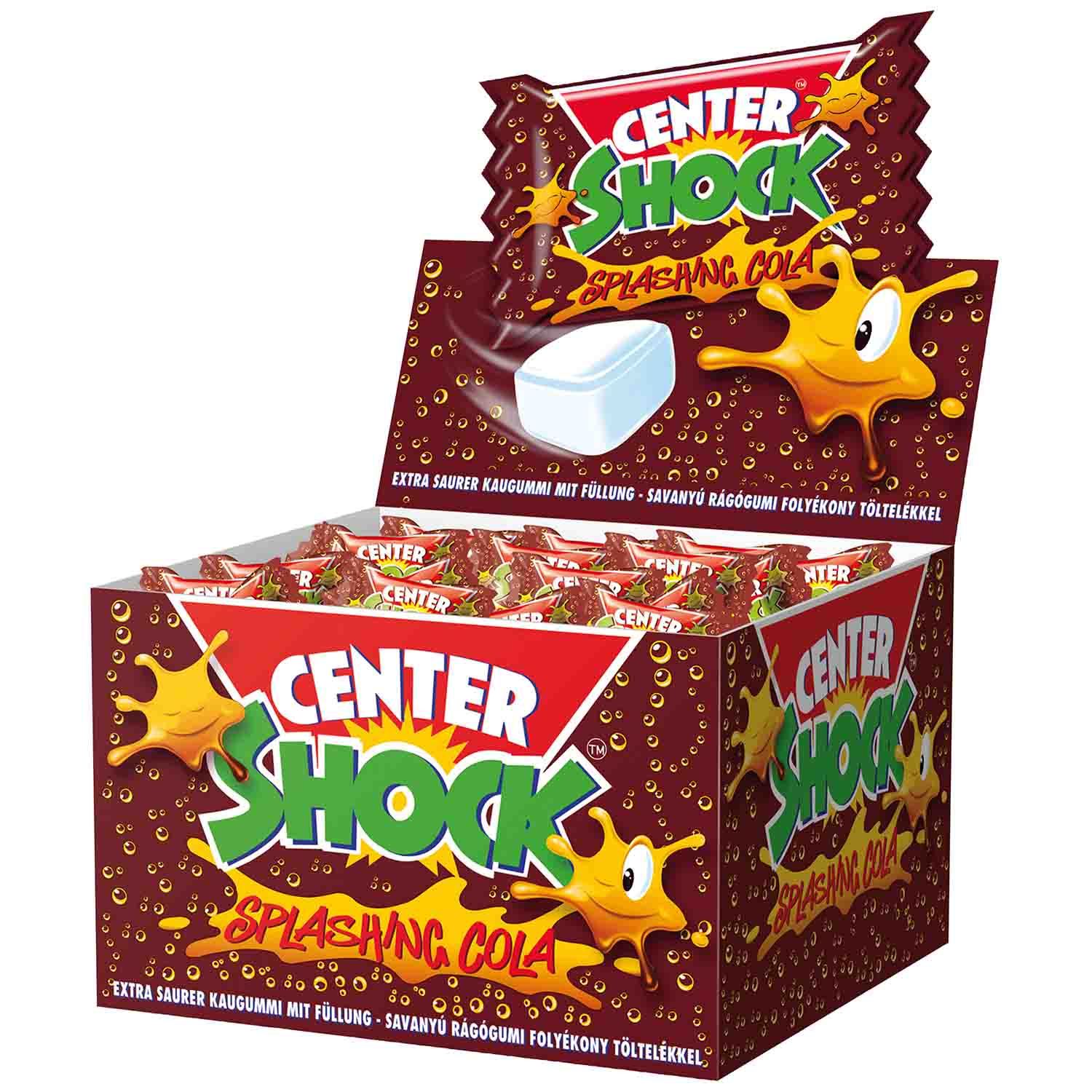 Image of Center Shock Splashing Cola - 100 Individually Wrapped, Extra-sour And Filled Chewing Gums With Cola Flavor - 400g