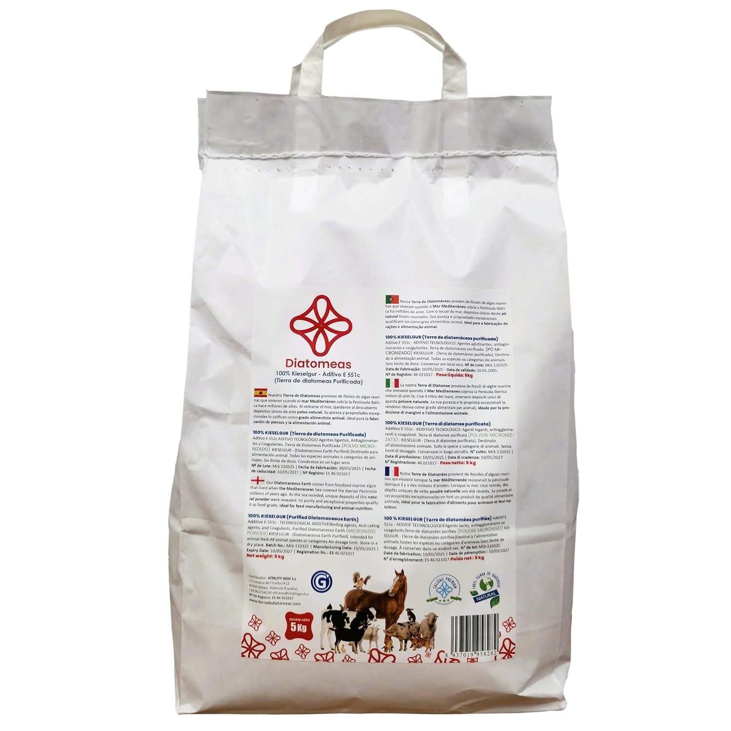 TEMU de E551C | Micronizada | Tecnológico para Alimentación Animal | Bolsa de 5 Kg