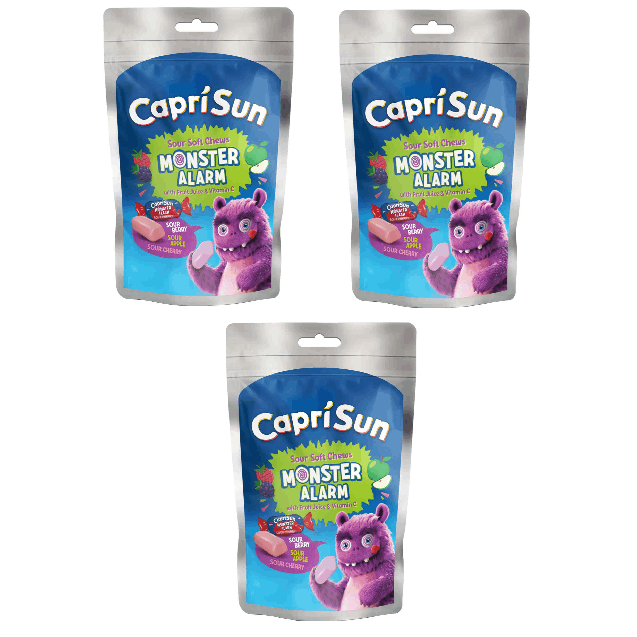Capri Sun Sour Soft Chews Monster Alarm -saure Fruchtgummi-kaubonbons 3x147g
