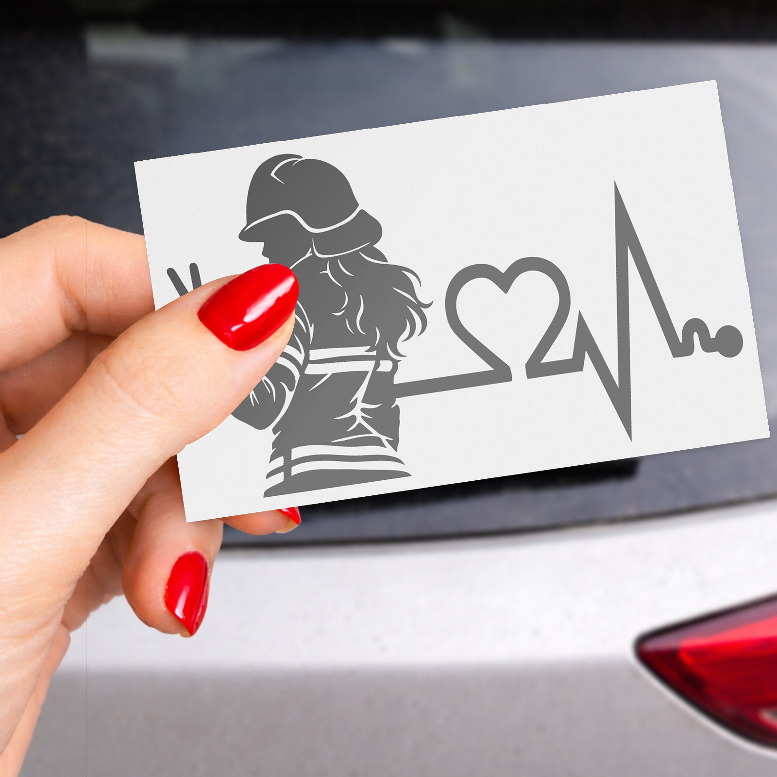 TEMU Firefighter Sticker Heart Ekg Woman Girl Fire Friend Mdp Funny Car Stickers, Car Inscriptions, Rear Window Texts, Motor Humor, Drift Stickers,