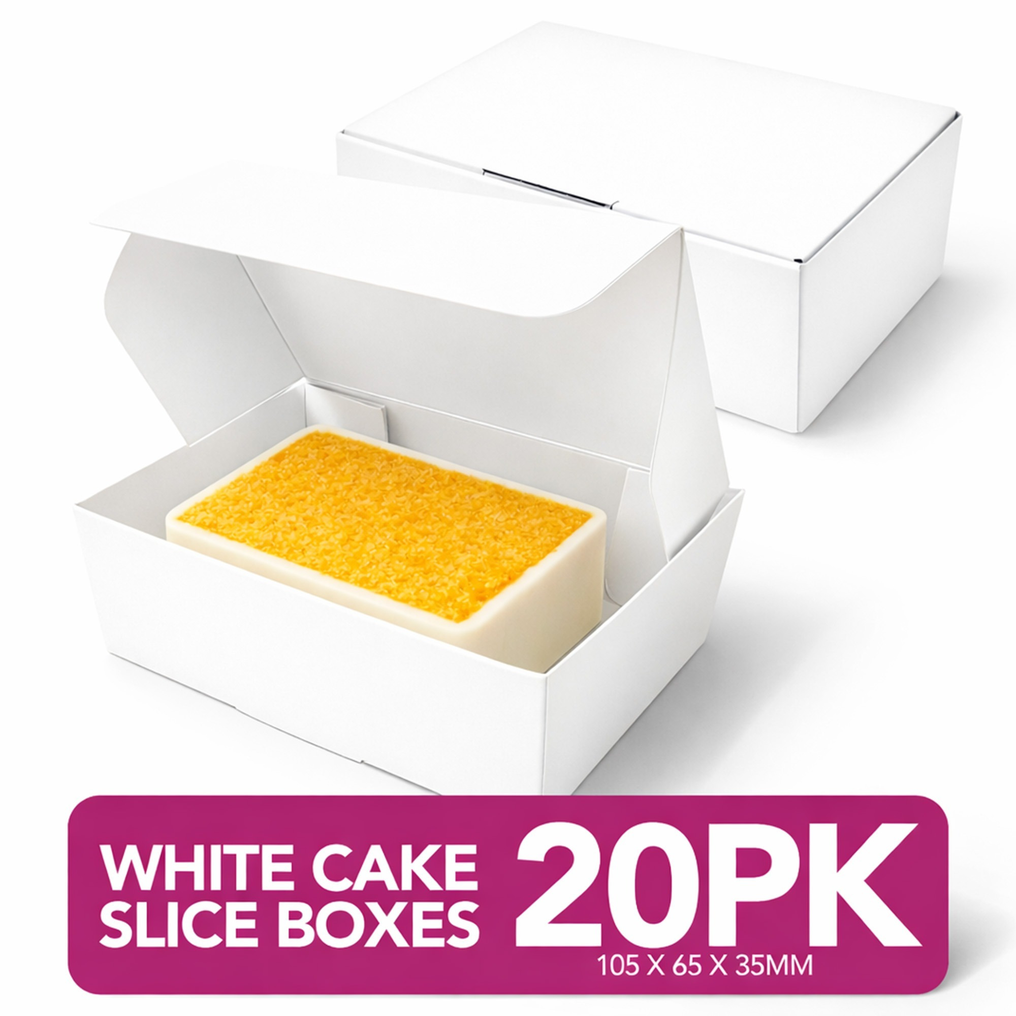 TEMU 20 Pack Boxes 105 X 35mm | Small Individual Cake Portion Boxes For Kids Parties, Weddings & Celebrations | Disposable Cardboard Cake Boxes For