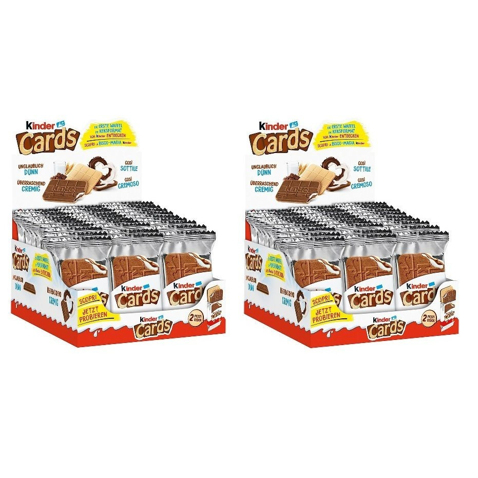Image of 60 Ferrero Kinder Cards Chocolate Bars, 25.6g Each, Bulk Pack (2 Boxes Of 30 Pieces)