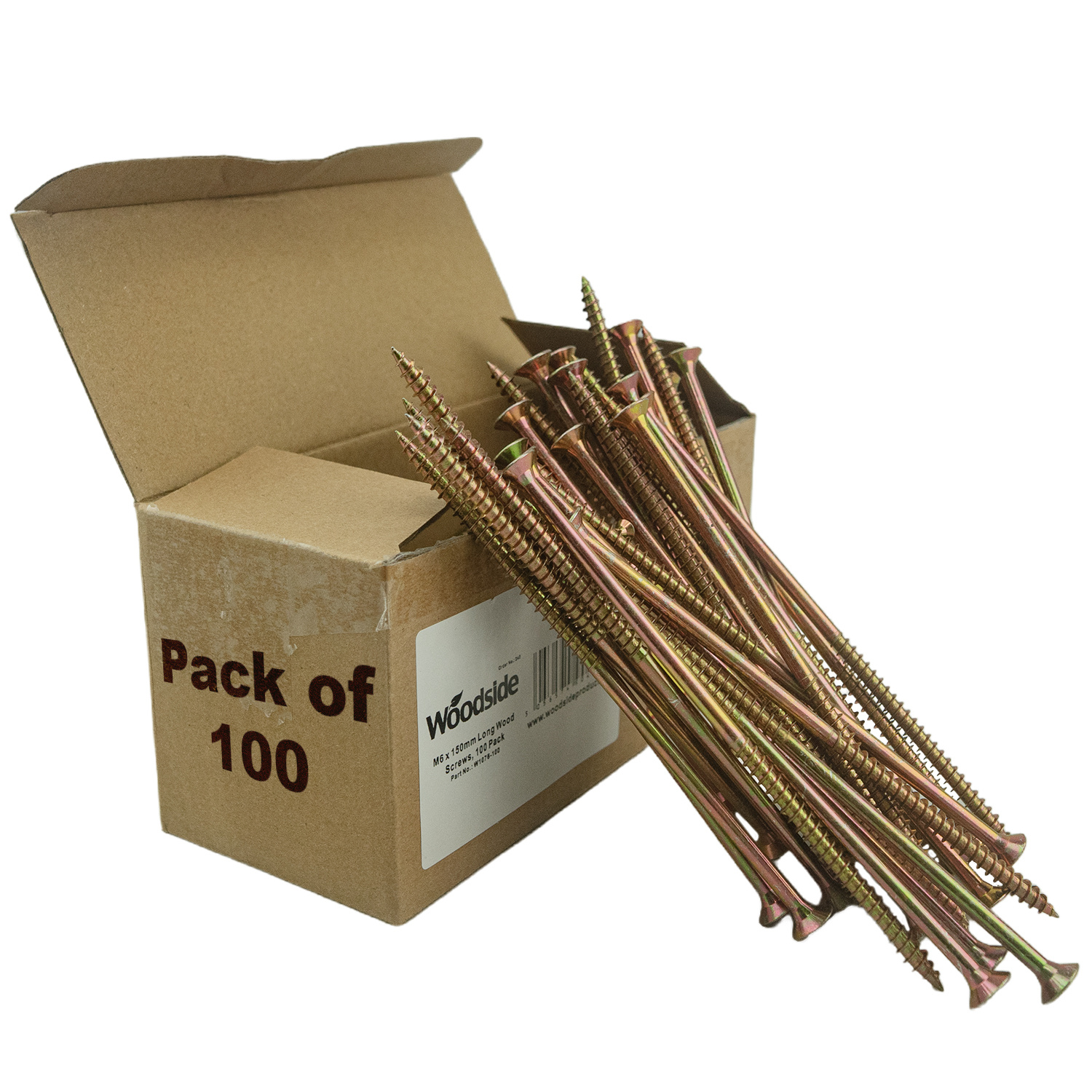 TEMU Woodside M6 X 150mm Galvanised Wood Screws 100 Pack – Heavy Duty Pozi Timber Screws For Fencing, Decking & Construction
