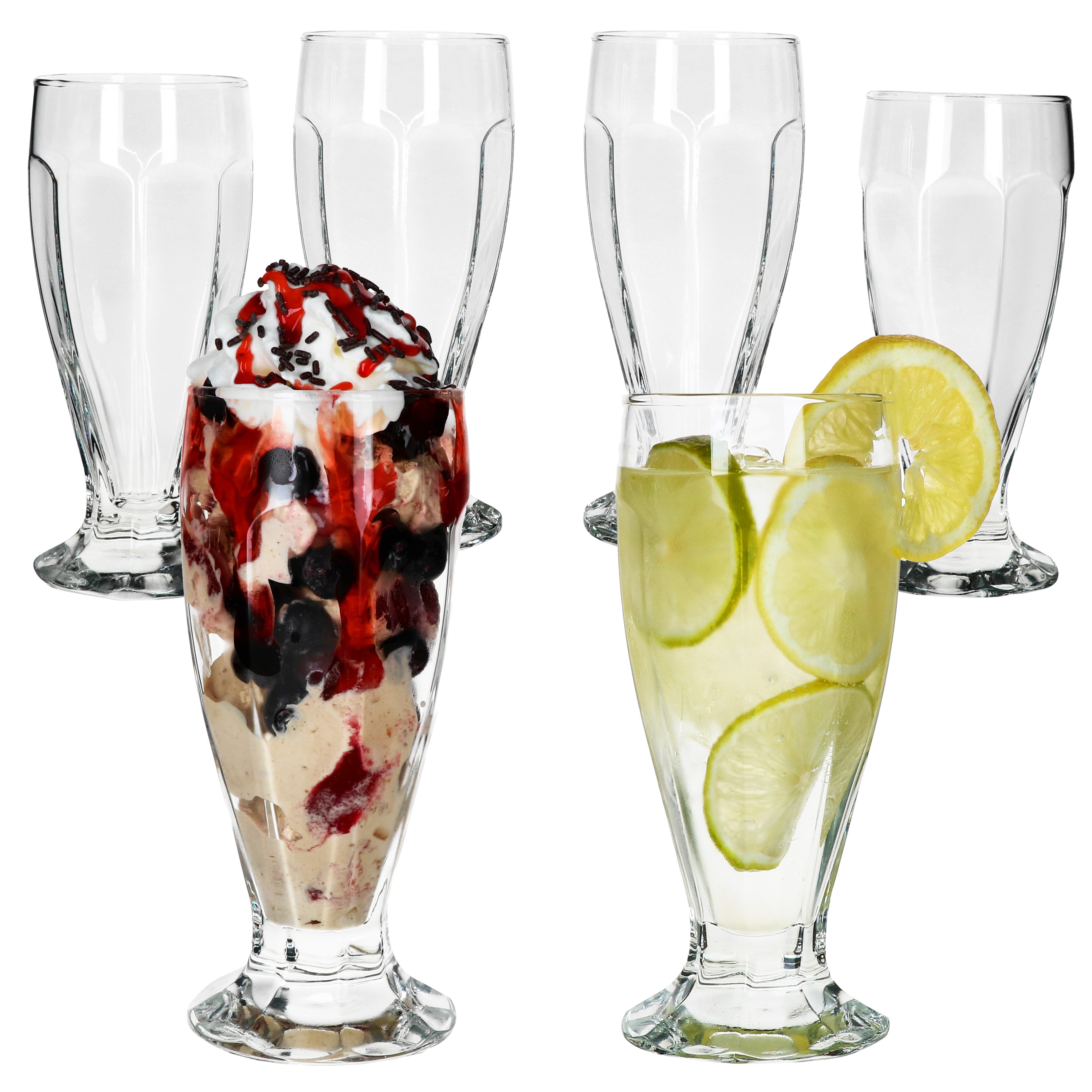 Image of 6x Cream Cups With Base, 350ml, Clear Tall Iced Coffee Cups For Shakes And Cocktails