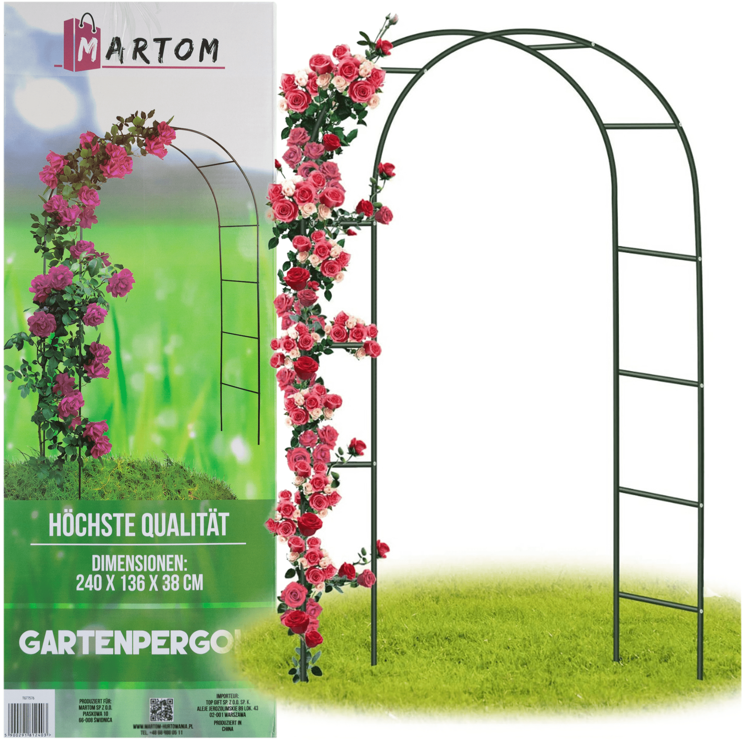 E-shop Gartenpergola, , Metallbogenstütze für Rosen und Kletterpflanzen, 240 cm Gartenpergola, Metallbogen für Rosen und Kletterpflanzen, 240 cm,