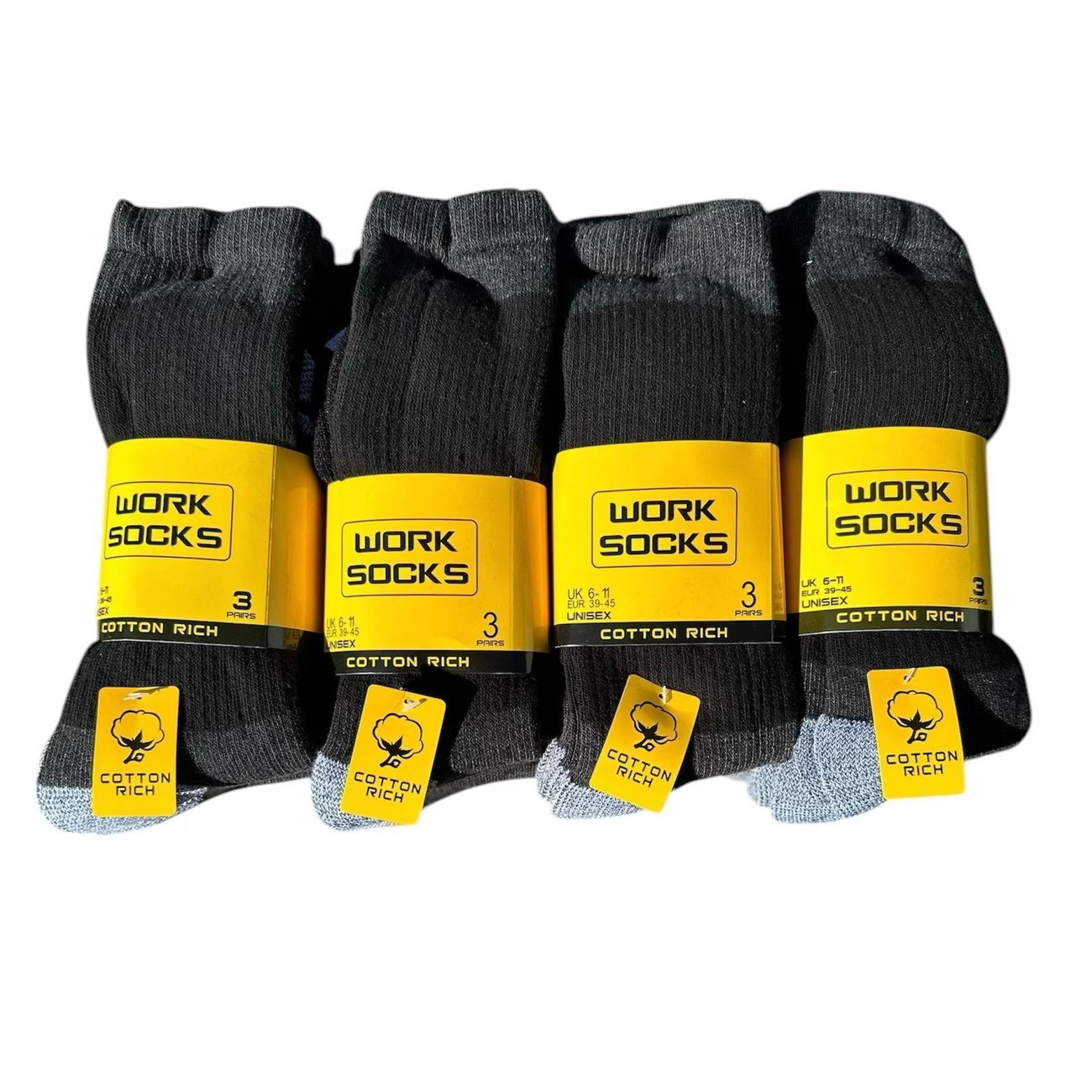 24 Pairs Men's Work Socks Wide Comfortable Crew Sock Outdoor Heavy Duty Performance Cushioned Mesh Reinforced Toe &…: retailer-supplied image