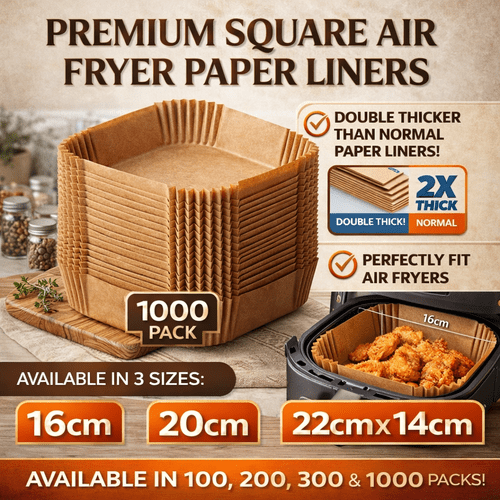 50pcs 300pcs 1000pcs 1 year stock non stick air fryer liner premium single use with grooved edges ensures safe cooking easy healthy frying multi purpose for baking roasting microwave ideal for home commercial kitchens air fryer additions