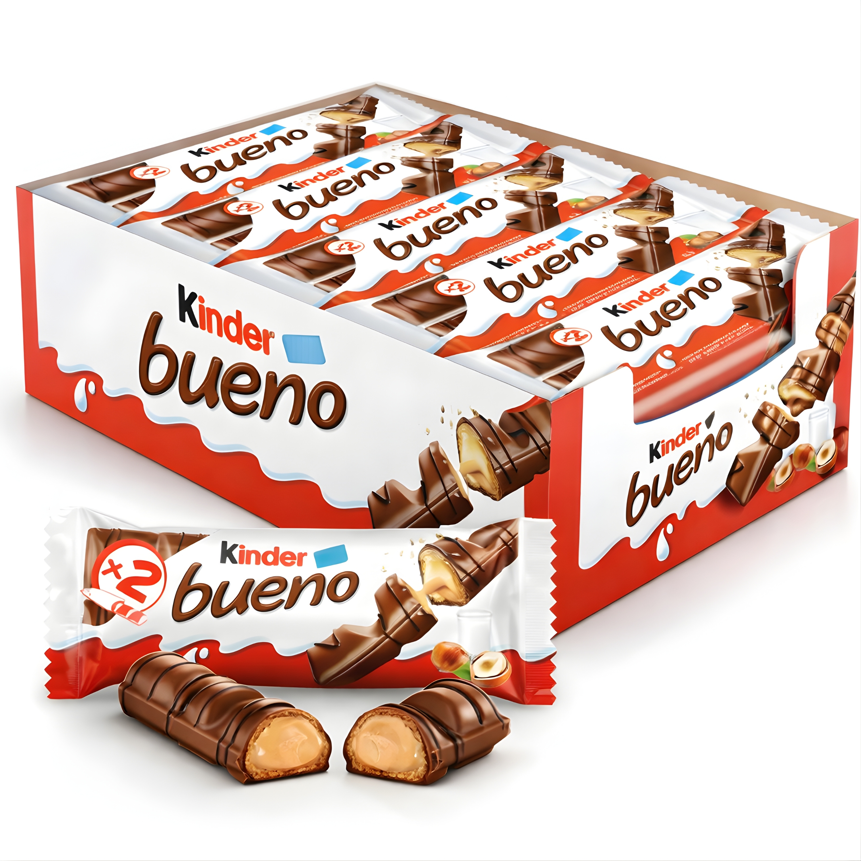 TEMU Kinder Bueno Caja Completa 20 x 43 g (40 Barritas, 860 g Total) Chocolate con Leche y Relleno de Avellana