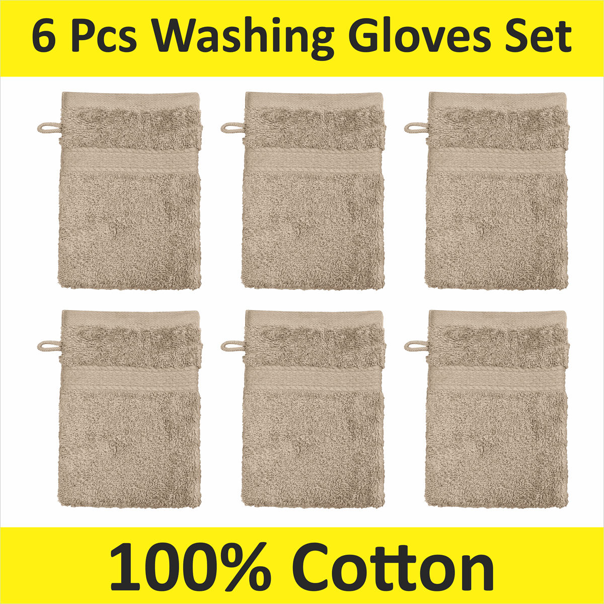 TEMU 6 Pack Luxury 100% Cotton Wash Gloves – Ultra Soft Terry Cloth Bath & Body Mitts, Gentle Face Cleansing & Makeup Remover, Reusable Spa Mitt Set
