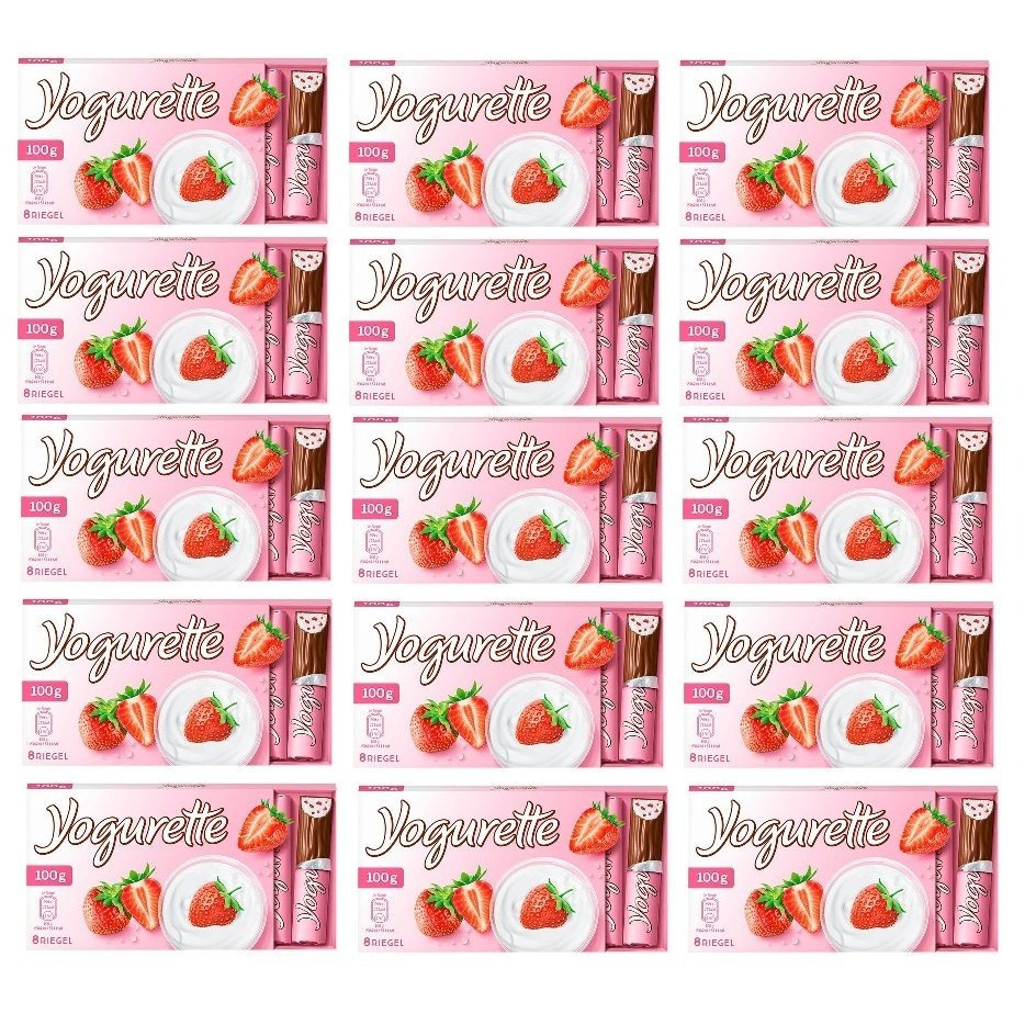 Image of 15 Ferrero Yogurette Tablets, 100g (15 X 8 Bars) (15 X 100g), Strawberry Yogurt