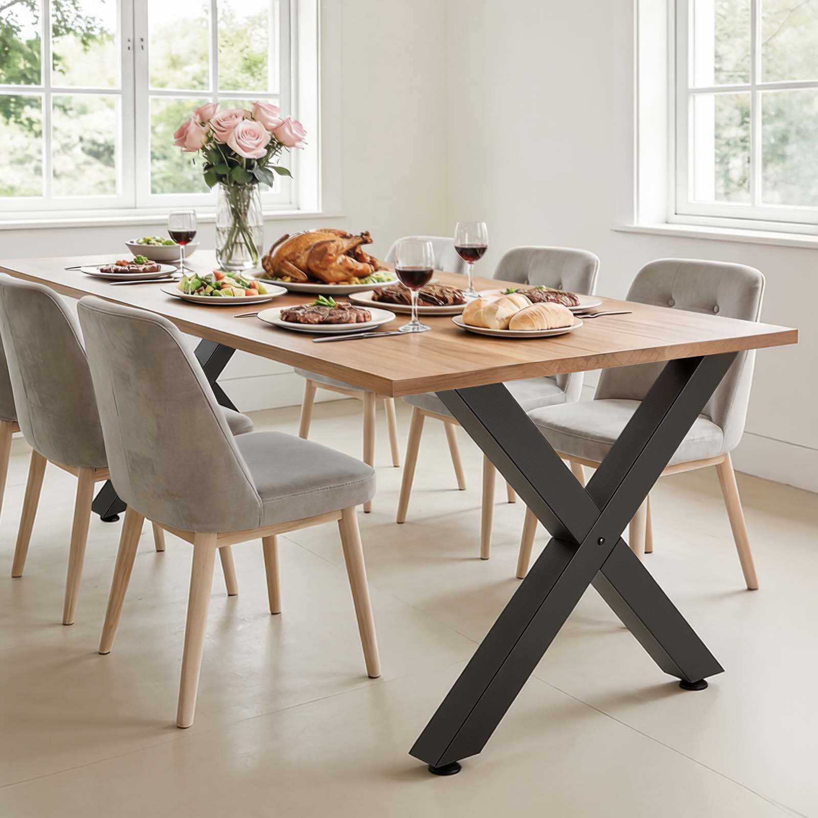 TEMU Patas de mesa VEVOR, 750 x 790 mm (Al x An), patas de muebles de acero, diseño modular, fácil montaje, carga de 1000 kg, para , para escritorio
