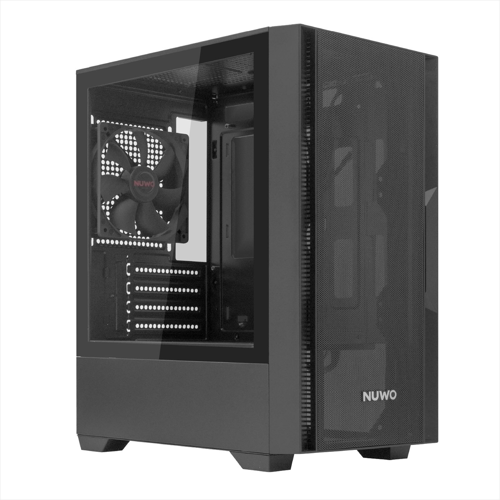 TEMU New Bk200pcs Gaming Case - Micro-atx Mini Tower With Pre-installed 120mm Black Fan - Front Mesh Panel And Panoramic Tempered Glass Side Panel