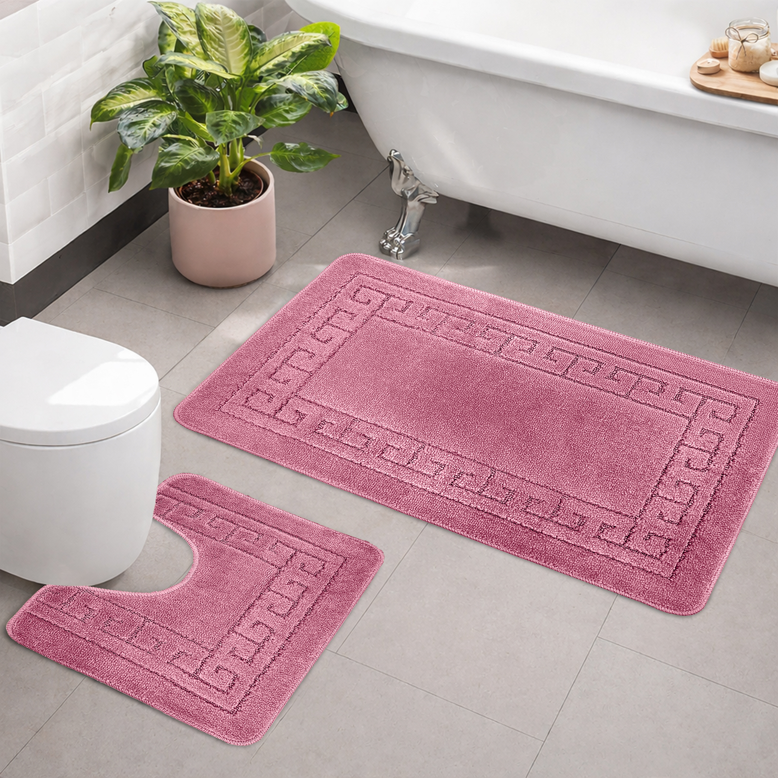 TEMU 2pcs Soft And Comfortable Bath Rug - Water Absorbent & Washable,non-slip - Perfect For Shower Room And Bathroom Accessories, Bathroom