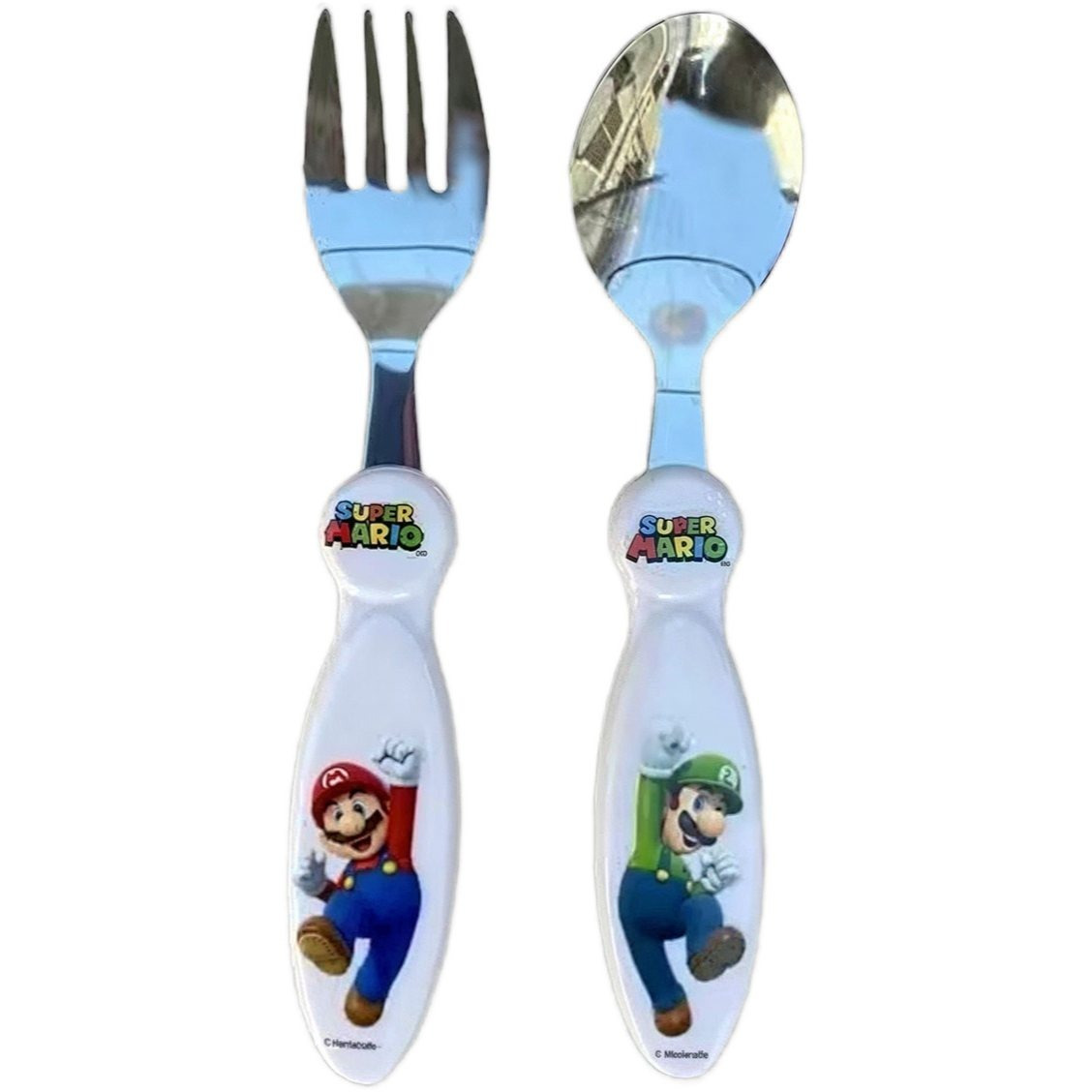E-shop SUPER MARIO - Edelstahl Kinderbesteck-Set - Gabel und Löffel - SUPERMARIO