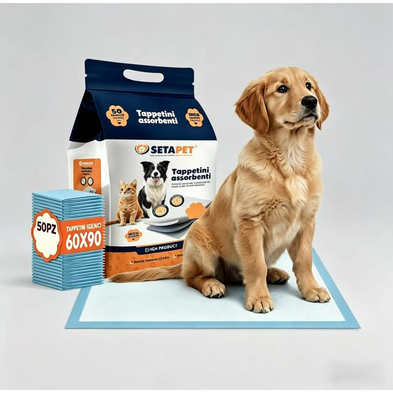 TEMU SET 50PZ Tappetini lgienici Traversine Cani con Adesivi Assorbenti Igienici per Cani,60x90 -(50pz)-(100pz) Traverse per Animali Super Assorbenti