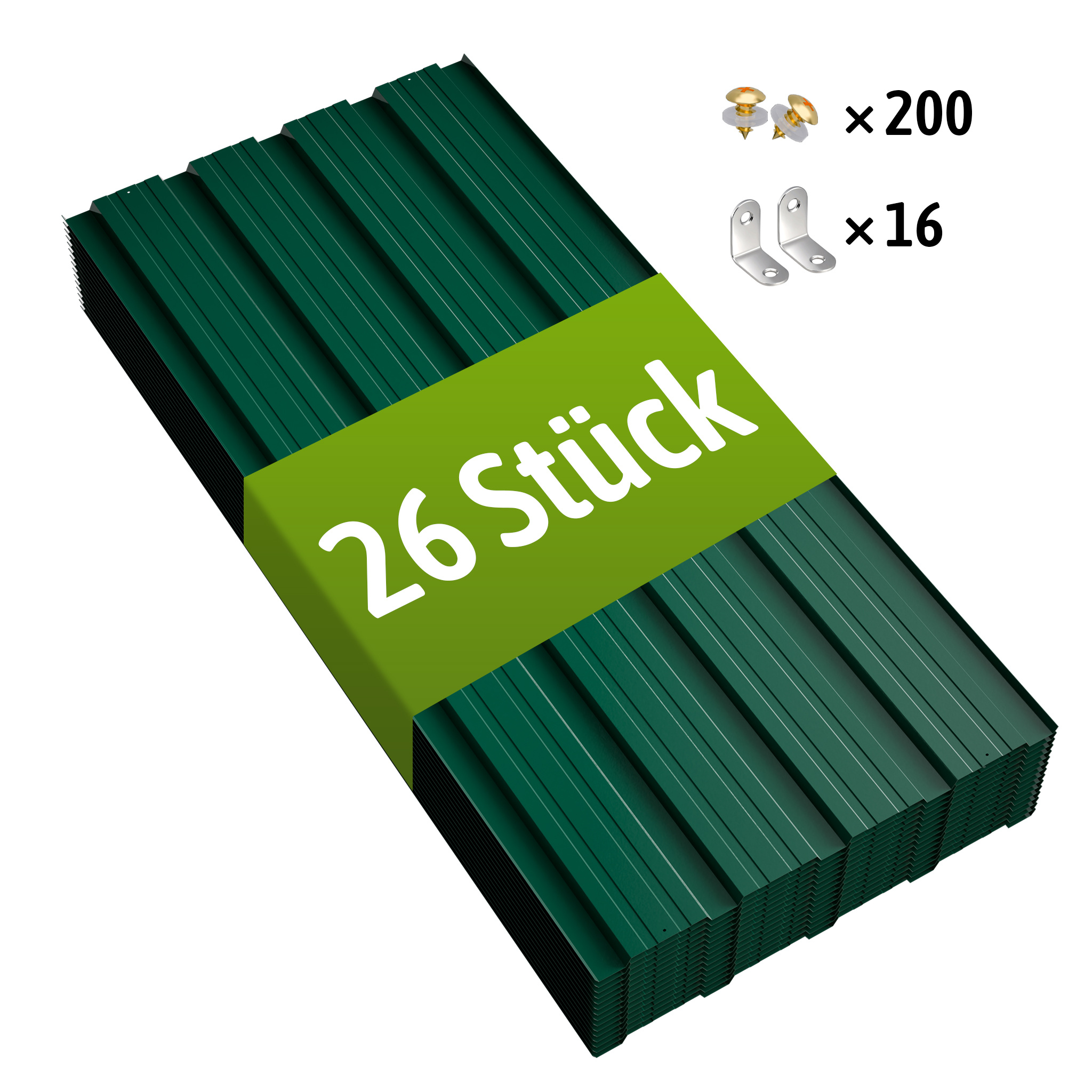 TEMU 15/26pcs Heavy-duty Galvanized Steel Trapezoidal Roofing Sheets With Screws & 200 Nails - Corrugated Metal Panels For Roofing, Wall Cladding,