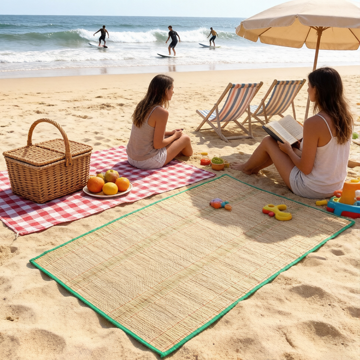 TEMU 1 , esterilla de playa portátil de cara (bambú + lámina de aluminio), resistente, térmica, portátil y enrollable, adecuada para vacaciones en