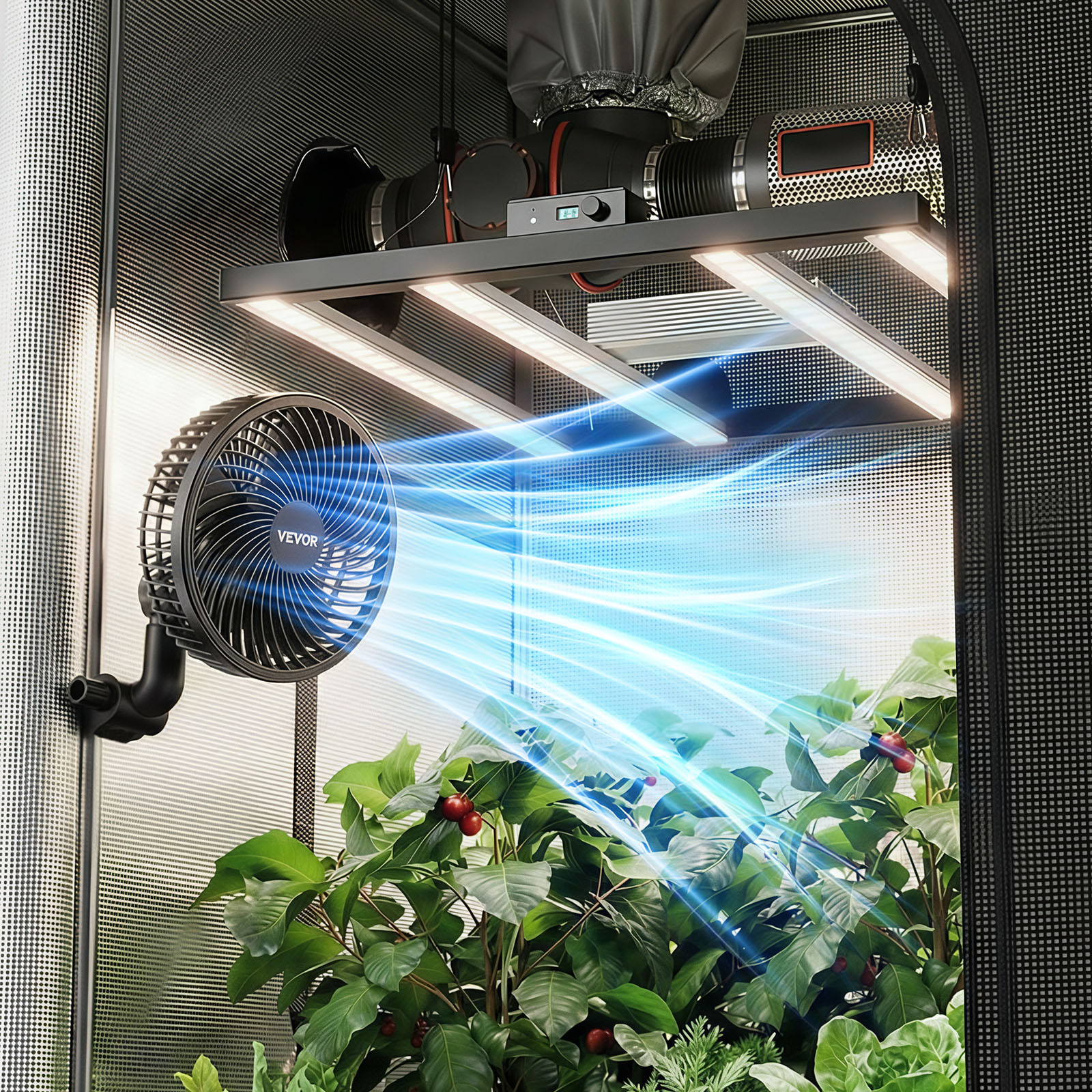 Image of Vevor Plant Fan, Grow Tent Clip On Fan Rechargeable, Usb Port With 9 & Circulation Mode, , Powerful Oscillating, Long For Hydroponics Circulation Cooling, Black, 1 Pack