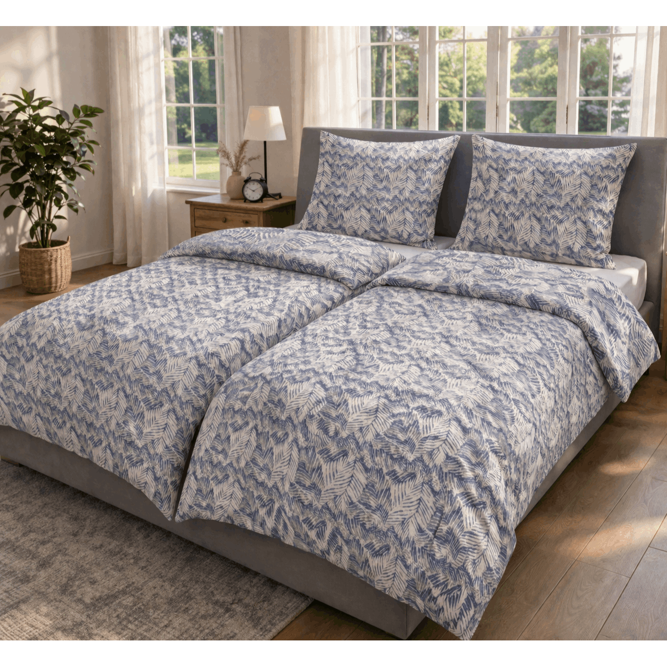 Image of Bed Linen 135x200 4pcs Set - 2x Duvet Cover 135x200 & 2x Pillowcase 80x80, Bed Linen Set With Zipper, Breathable &