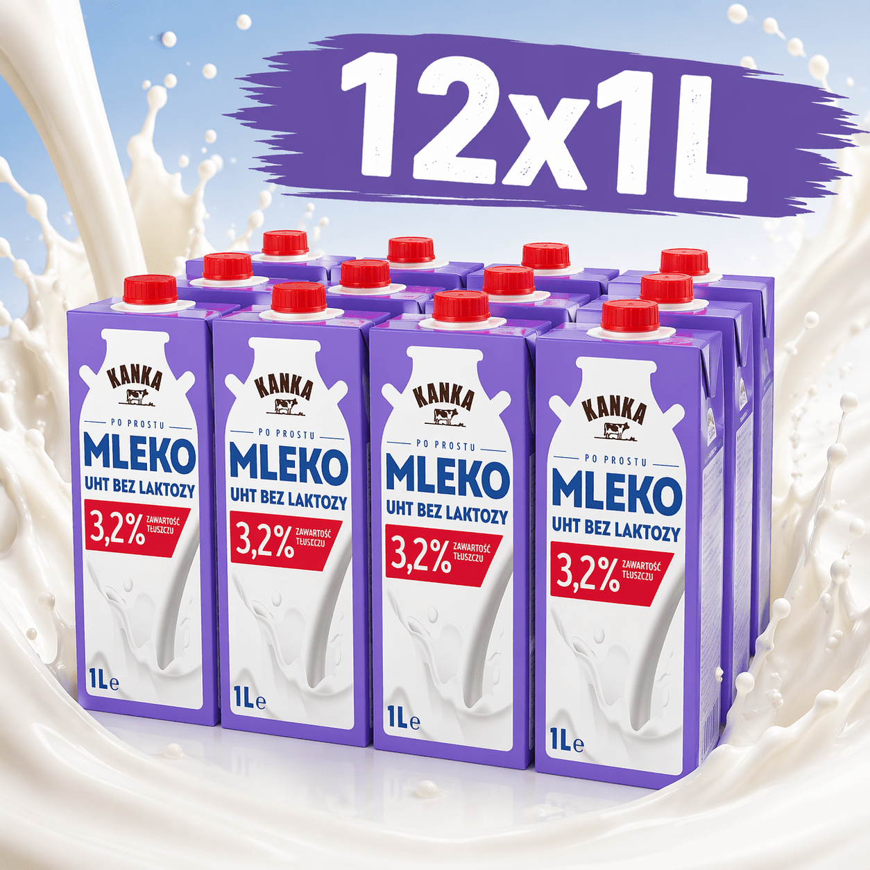 Image of Lactose-free Milk 3.2% Kanka 12x1l Uht Full Fat Set