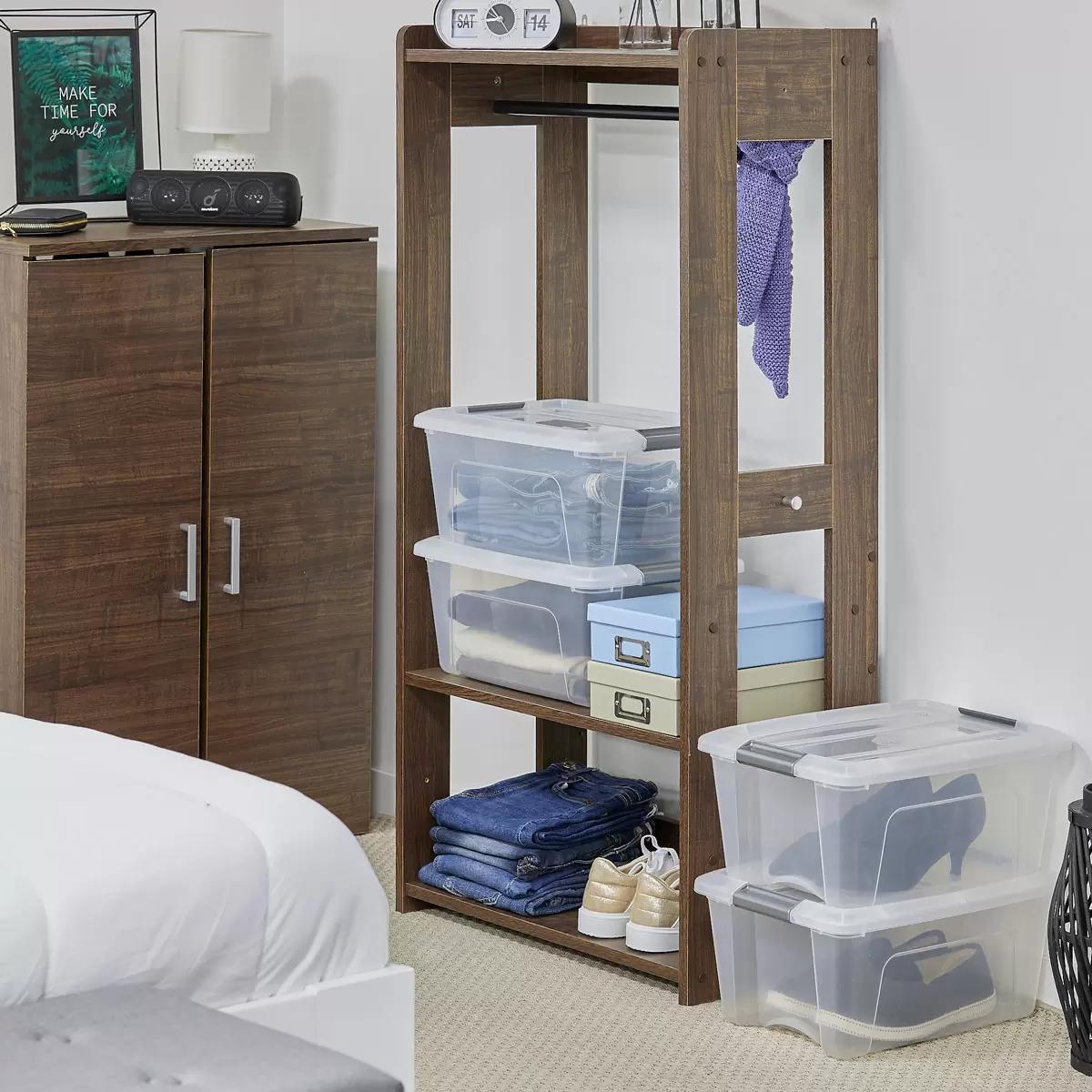 Set of 4 Stackable Storage Boxes with Lids, 15L Each