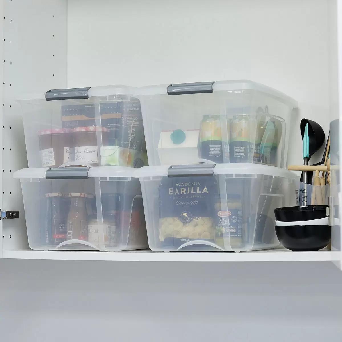 Set of 4 Stackable Storage Boxes with Lids, 15L Each