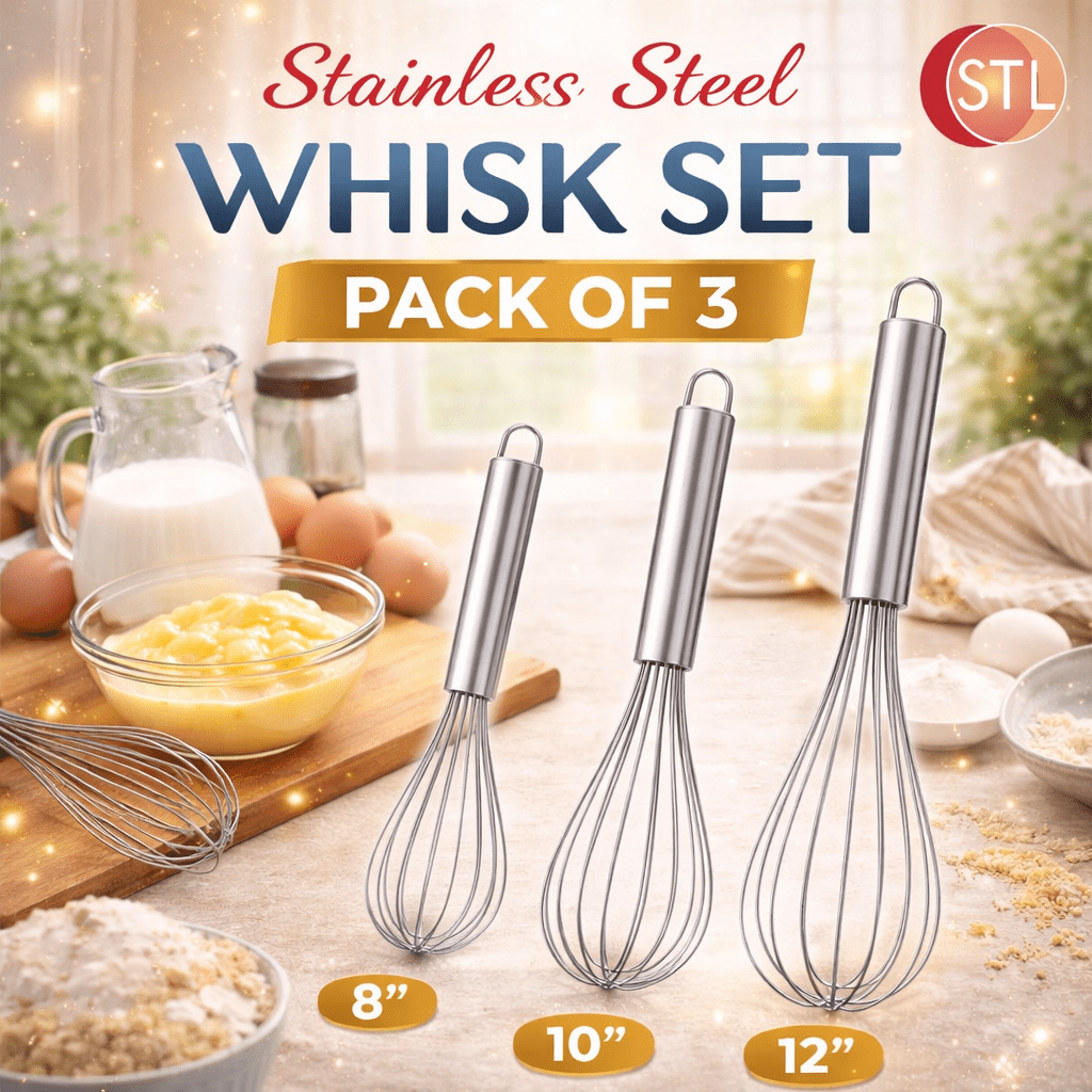 TEMU Set Of 3pc Stainless Steel Egg Beater - Perfect For Cookware - Suitable For Milk - Whipping Eggs - Cooking - Baking And Soda Mixing